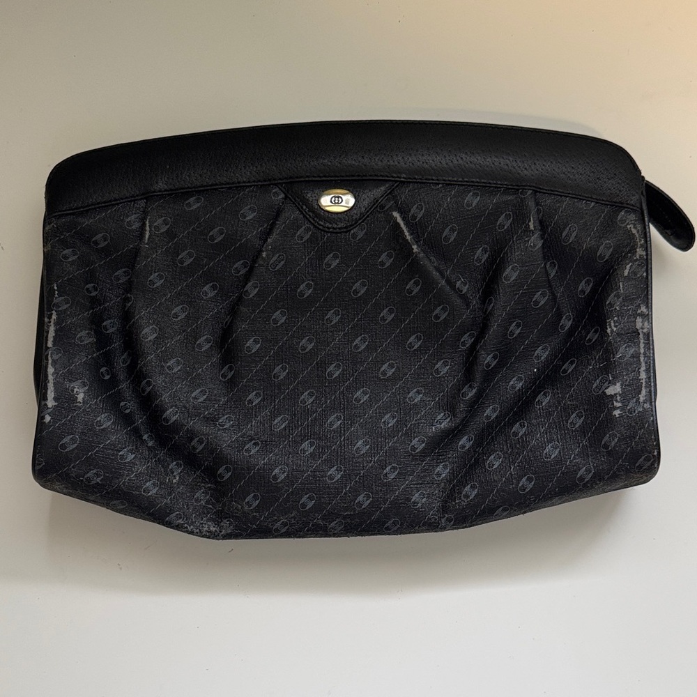 Gucci Black Logo Canvas Wristlet Clutch